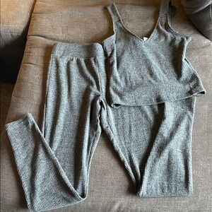 Old Navy Gray Ribbed Knit Tank and Pants Pajama/Lounge set